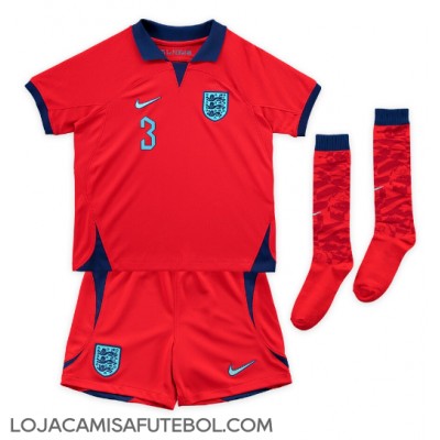 Camisa de Futebol Inglaterra Luke Shaw #3 Equipamento Secundário Infantil Mundo 2022 Manga Curta (+ Calças curtas)